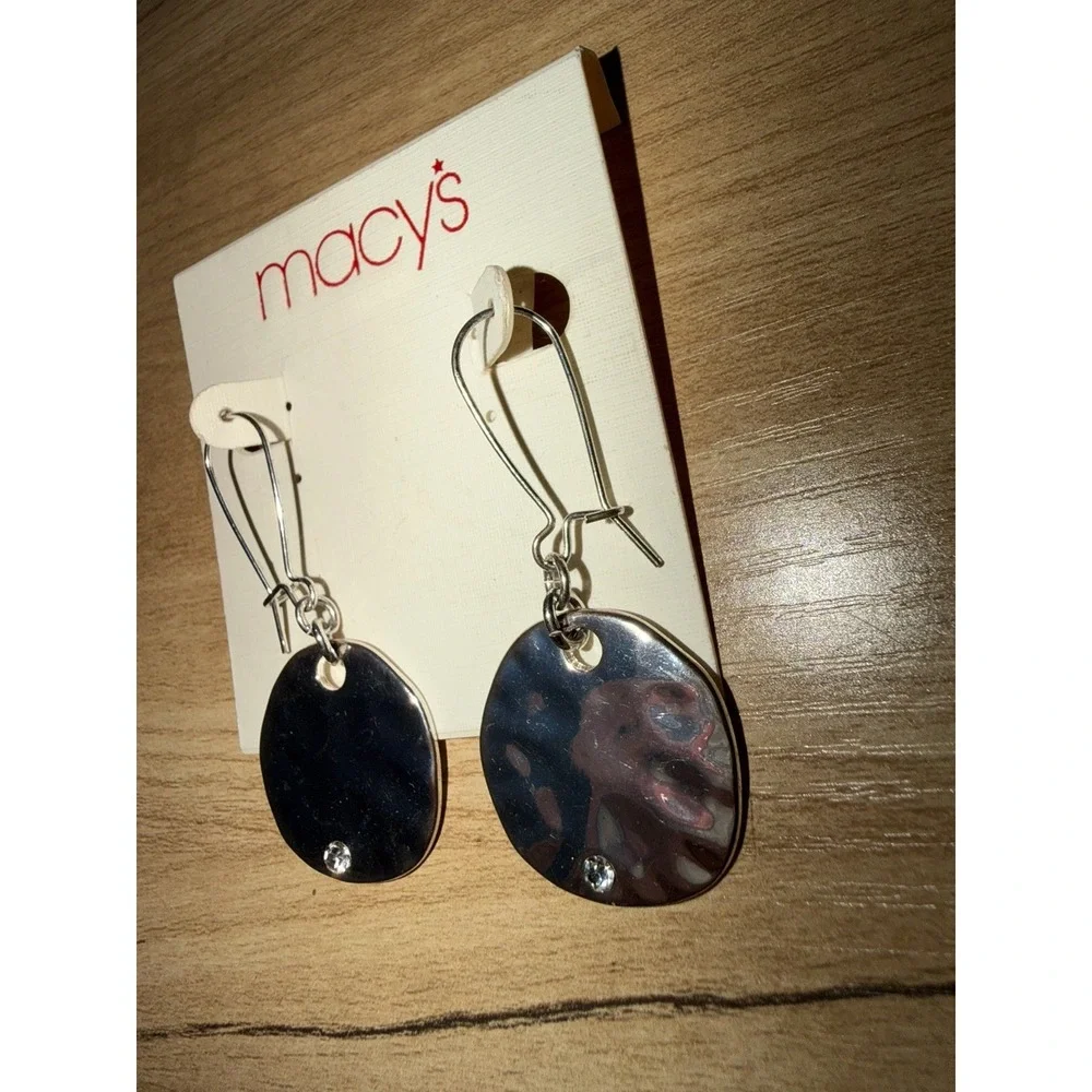 Disc Drop Earrings Macy's Exclusive Pierced Earrings Flat Rhinestone Dangle